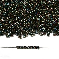 (508) High Metallic Iris Olivine Toho 8/0 полукруглые бусины, японский бисер, (508) оливин с высоким содержанием металлического ириса, 8/0, 3x1.15 мм, отверстие : 1.2 мм, Около 744 шт / 10 г