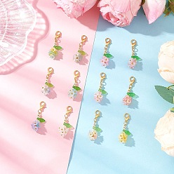 (52) Непрозрачная лаванда Акриловые подвесные украшения, с цинковым сплавом застежками омаров коготь, цветок, разноцветные, 37.5~38.5 мм, 12 шт / комплект