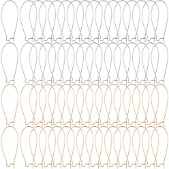 Платиновый & Золотой 200 шт. 2 цвета латунные серьги-кольца выводы почки ушные провода, платиной и золотом, 18 датчик, 43x20x1 мм, 100 шт / цвет
