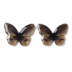 Tan Trsnaprent Epoxy Resin Pendants, Butterfly Charms, with Glitter Powder, Tan, 22x29.5x3mm, Hole: 1.2mm