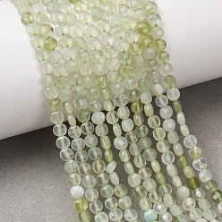 New Jade Natural New Jade Beads Strands, Flat Round, Faceted, 3.5~4x2.5mm, about 100~105pcs/strand, 15.55''~15.75''(39.5~40cm)