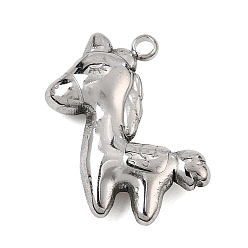 Stainless Steel Color 304 Stainless Steel Pendants, Horse Charms, Stainless Steel Color, 21.5x18x4.5mm, Hole: 1.6mm