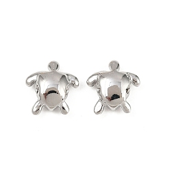 Платинированный Латунные бусины, без кадмия, без никеля и без свинца, черепаха, Реальная платина, 9.5x9x3.5 мм, отверстие : 1.2 мм