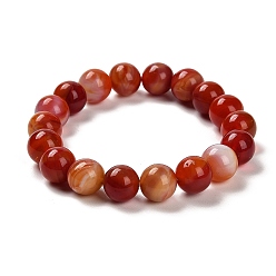 Темно-Красный Ручной Lampwork стрейч браслеты, круглые браслеты из бисера для женщин, темно-красный, внутренний диаметр: 2-1/4 дюйм (5.6 см), бусины : 10 мм