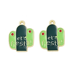 Кактус Подвески из сплава с эмалью на тему Синко де Майо, золотые, кактус, 23x18x1 мм, отверстие : 1.6 мм