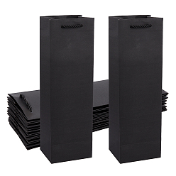 Черный Бумажные мешки, подарочные пакеты, сумки для покупок, свадебные сумки, мешки для красного вина, прямоугольник с ручками, чёрные, 35x11x9 см