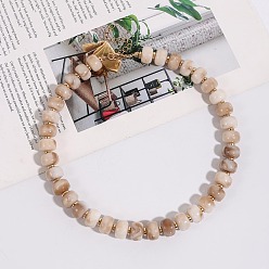 Blanco Antiguo Collares de cuentas redondas de resina de aleación para mujer, la luz de oro, blanco antiguo, 18.11 pulgada (46 cm)