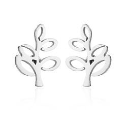 Лист 304 из нержавеющей стали серьги, серебряные, лист, 9x6 мм