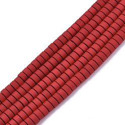 Red Spray Painted Non-magnetic Synthetic Hematite Beads Strands, Flat Round/Disc, Red, 4x2mm, Hole: 0.9mm, about 168~170pcs/strand, 15.94 inch(40.5cm)