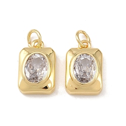 Настоящее золото 18K Латунные микро проложить кубического циркония подвески, прямоугольник амулеты, без кадмия и без свинца, стойки покрытие, долговечный, с целью перехода в кольце, реальный 18 k позолоченный, 14x9x4.5 мм, отверстие : 3.4 мм