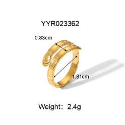 Настоящее золото 18K Кольца-манжеты из нержавеющей стали для женщин, змея, реальный 18 k позолоченный, размер США 8 (18.1 мм)