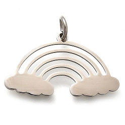 Нержавеющая Сталь Цвет 304 подвески из нержавеющей стали, с целью перехода в кольце, радужное очарование, лазерная резка, цвет нержавеющей стали, 13.5x23x1 мм, отверстие : 3 мм