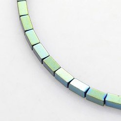 Green Plated Electroplate Non-magnetic Synthetic Hematite Cuboid Beads Strands, Green Plated, 4x2x2mm, Hole: 1mm, about 98pcs/strand, 15.7 inch