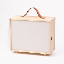 BurlyWood Wooden Storage Box, with Acrylic Transparent Cover and Handle, Rectangle, BurlyWood, 19.5x11x30.5cm