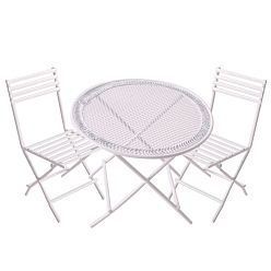 Белый Наборы из железного стола и стульев, миниатюрные украшения, для садовых кукольных домиков, белые, 85~98x42~67 мм