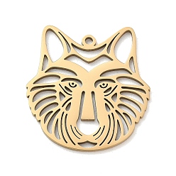 Golden 201 Stainless Steel Pendants, Laser Cut, Wolf Charms, Golden, 26x24.5x1mm, Hole: 1.5mm