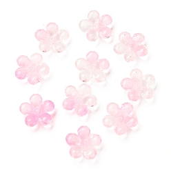 Plum Electroplate Transparent Glass Bead Caps, Five-Petal Flower, Plum, 22x22x8mm, Hole: 1.8mm