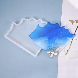 White Irregular Cup Mat Mosaic  Silicone Molds, Tray Resin Casting Molds, For UV Resin, Epoxy Resin Jewelry Making, White, 176x137x10.5mm, Inner Diameter: 160x130mm
