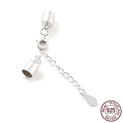 Серебро 925 удлинитель цепи из стерлингового серебра, концевые цепочки с застежками-караками и концами шнура, вкладки каплевидной цепочки, с печатью s925, серебряные, 28 мм