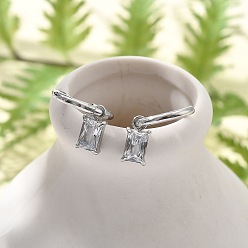 Нержавеющая Сталь Цвет 304 серьги-кольца из нержавеющей стали с микропаве из циркония, прямоугольные, цвет нержавеющей стали, 21 мм, штифты : 0.8 мм