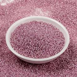 (RR555) Dyed Rose Silver Lined Alabaster MIYUKI Round Rocailles Beads, Japanese Seed Beads, 15/0, (RR555) Dyed Rose Silver Lined Alabaster, 1.5mm, Hole: 0.7mm, about 250000pcs/pound