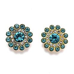 Синий Циркон Железа кабошонов, подходят плавающие подвески-медальоны, со стеклянными стразами, подсолнечника, синий циркон, 9.5x5 мм