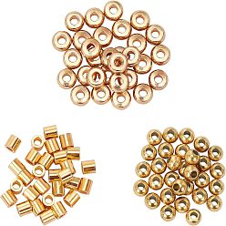 Golden 304 Stainless Steel Spacer Beads, Column & Rondelle & Flat Round, Golden, 2~4x2mm, Hole: 1~1.6mm, 90pcs/box
