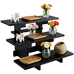 Black Rectangle PVC 3-Tier Gift Desktop Organizer Shelf, Black, 280x360x240mm