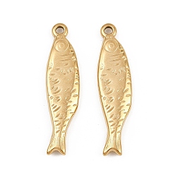 Золотой 304 подвески из нержавеющей стали, очарование рыбы, золотые, 41x10x3.5 мм, отверстие : 1.8 мм