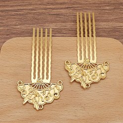 Golden Alloy Hair Comb Finding, for DIY Jewelry Accessories, Crane, Golden, 61mm, 10pcs/set
