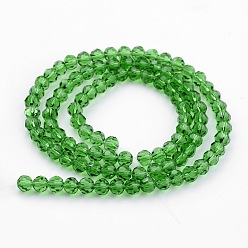 Lime Green Transparent Glass Bead Strands, Imitate Austrian Crystal, Faceted(32 Facets), Round, Lime Green, 6mm, Hole: 1mm, about 96~98pcs/strand, 20~21 inch