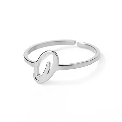 Letter O Регулируемые 201 манжеты из нержавеющей стали с буквами для женщин, платина, Письмо O, внутренний диаметр: 15~20 мм