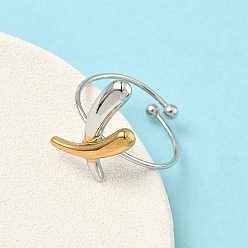 Золотой & Цвет Нержавеющей Стали 304 из нержавеющей стали манжеты кольца, без кадмия и без свинца и без никеля, золотые и нержавеющая сталь цвет, 10.5x17.5 мм, размер США 8 1/2 (18.5 мм)