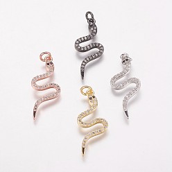 (52) Непрозрачная лаванда Латуни циркония кубической подвески, змея, разноцветные, 29.5x12x2 мм, отверстие : 3 мм