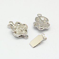 Платина Цветок латунь коробка застежками, без никеля , платина, 17x11x6 мм, отверстие : 2 мм