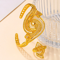 Золотой Наборы браслетов-манжет и колец-манжет из сплава глаз, золотые, браслет: 60 мм внутренний диаметр