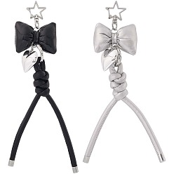 (52) Непрозрачная лаванда 2шт 2 цвета брелок из искусственной кожи, аксессуары для подвешивания сумок с бантом, разноцветные, 150 мм, 1 шт / цвет