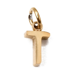 Letter T 304 Edelstahl Reize, Brief Reize, poliert, Ionenbeschichtung (ip), echt 18 k vergoldet, Buchstaben t, 8x4x2 mm, Bohrung: 2.5 mm