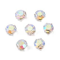 Серебро Плоские круглые пришивные бусины-монти со стразами, с 201 зубцами из нержавеющей стали, аксессуары для одежды, серебряные, 5x4.5 мм, отверстие : 1 мм