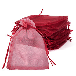 Темно-Красный 50мешки из органзы, мешочки для хранения ювелирных изделий, свадебные сувениры, сетчатые подарочные пакеты на шнурке, мешочки из органзы для попурри, темно-красный, 12x9 см