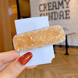 Оранжевый Стеклянные стразы заколки для волос для женщин и девочек, прямоугольные, оранжевые, 78 мм