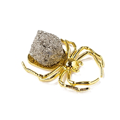 Золотой Природные украшения пирит дисплей, металлическое украшение домашнего офиса, золотые, 60~65x40~45 мм