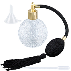 Черный Стекло PVE из оксида алюминия, легкий роскошный ретро-флакон для духов с подушкой безопасности, прозрачный стеклянный флакон-распылитель, с пластиковой воронкой-загрузочной воронкой и одноразовой пипеткой объемом 3мл, чёрные, 22.3x6.8x10.1 см, емкость: 100 мл (3.38 жидких унций)