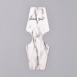 White Cardboard Earring Display Cards, Marble Texture Pattern, Word Thank You, White, 120x45x0.3mm, Hole: 17.5x6.5mm and 2mm
