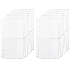 Прозрачный 12 шт. страниц ПВХ для переплета, защитные страницы для конвертов, прямоугольные, прозрачные, 180x104x0.6 мм, отверстие : 5 мм, внутренний диаметр: 90x89 мм