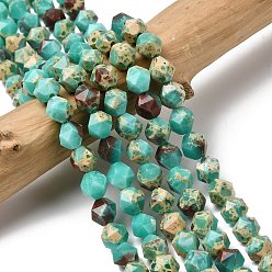 Бирюза Синтетический Шушан камень бисер пряди, звезды вырезать круглые бусы, граненые, бирюзовые, 7~8x7~8x7~8 мм, отверстие : 1 мм, около 46~47 шт / нитка, 14.72''~15'' (37.4~38.1 см)