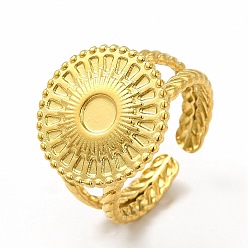 Настоящее золото 18K Ионное покрытие (ip) 304 кольцо из нержавеющей стали с открытым кольцом для защиты от солнца, с круглым подносом, реальный 18 k позолоченный, внутренний диаметр: 17.2 мм, лоток : 4 мм