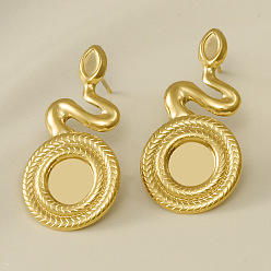 Золотой Винтажные нерегулярные 304 серьги-гвоздики в форме змеи из нержавеющей стали, золотые, 34x17 мм