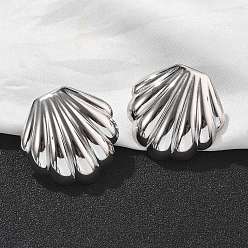 Нержавеющая Сталь Цвет 304 серьги-гвоздики в форме ракушки из нержавеющей стали для женщин, цвет нержавеющей стали, 29x28.5 мм