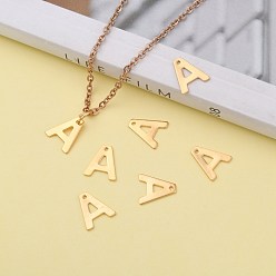 Letter A 304 Stainless Steel Charms, Letter, Initial Charms, Real 18k Gold Plated, Letter.A, 11x6~12x0.8mm, Hole: 1mm